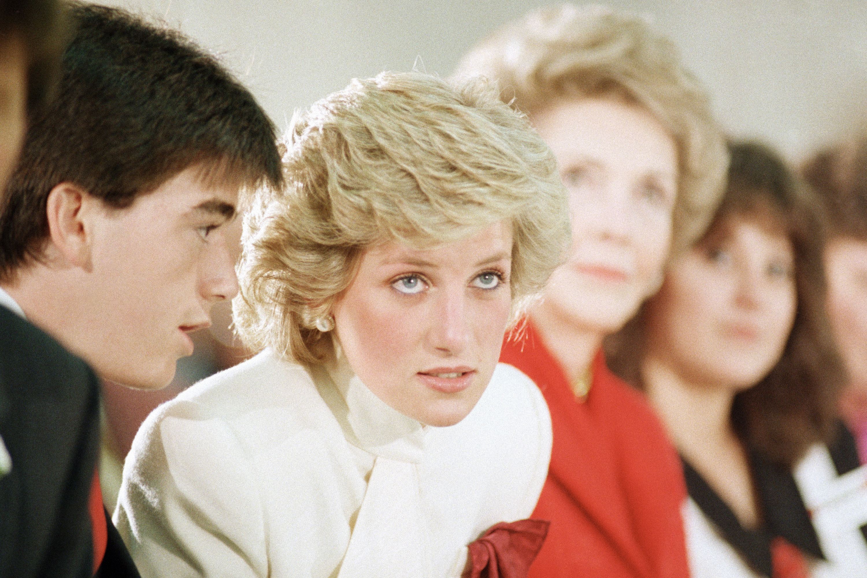 Princess Diana visiting Straight Inc. with Nancy Reagan in Springfield, Va., on Monday, Nov. 11, 1985. (AP Photo/Ron Edmonds)