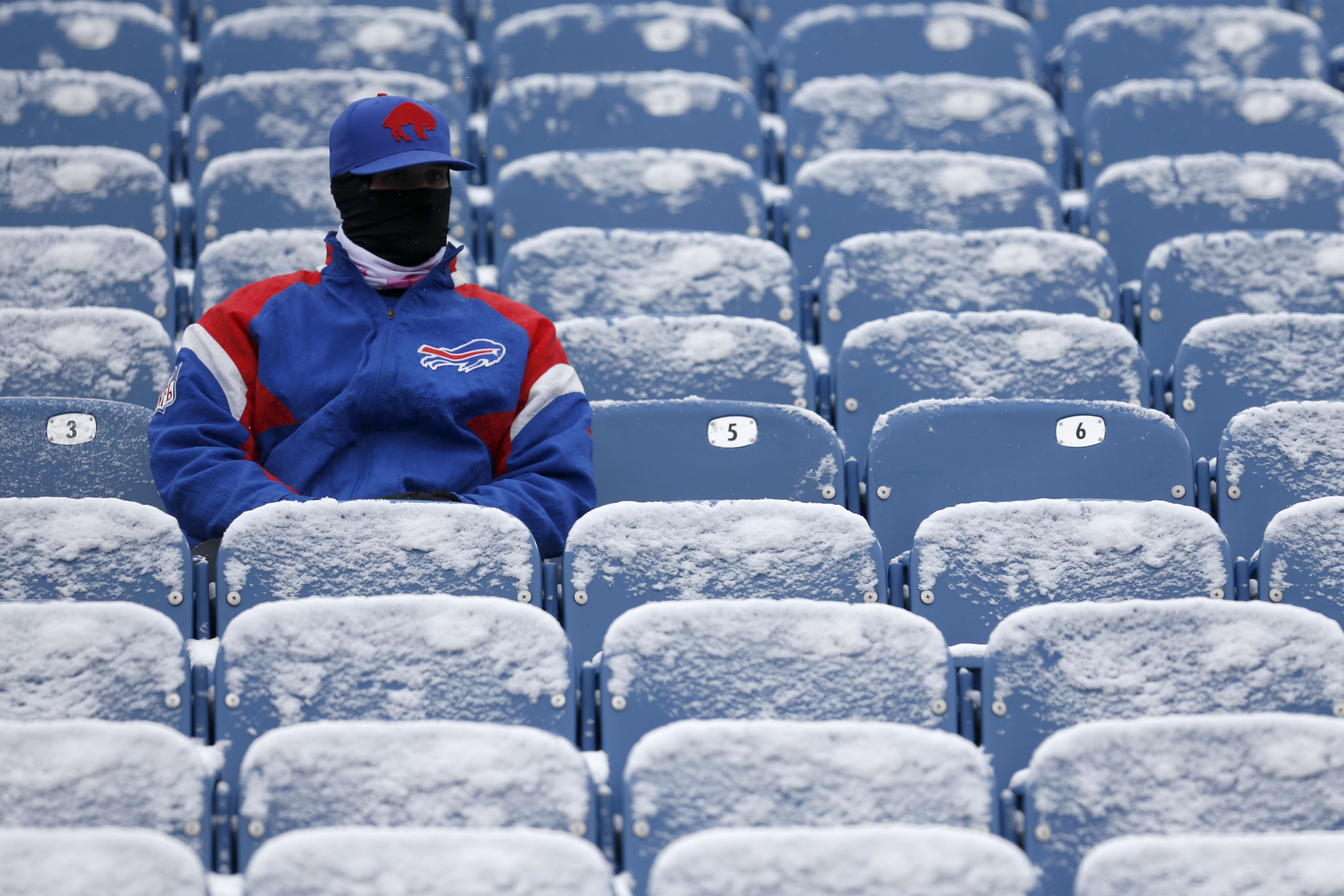 Bundled-up Buffalo Bills fan