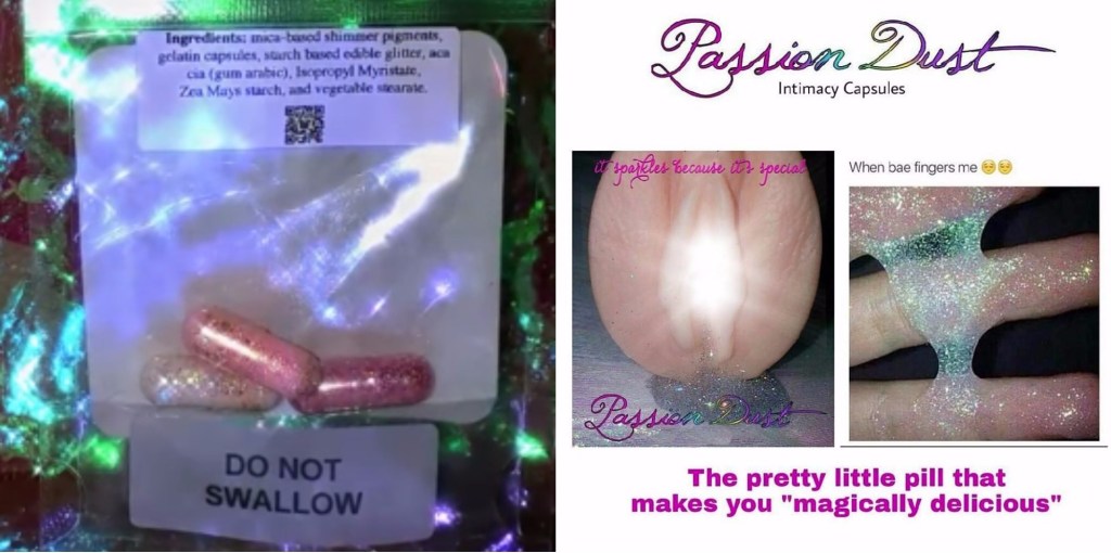 Vielleicht solltest du dir besser keine Glitterkapseln in die Vagina stecken