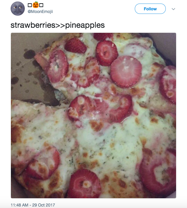 La pizza à la fraise est le truc le plus terrifiant depuis Halloween
