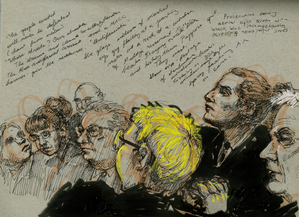 Dystopian Sketches from Inside the Inauguration Protesters’ Trial
