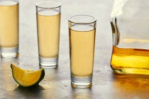 tequila shots on a bar