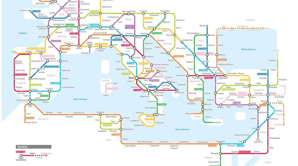 Het Romeinse Rijk in een overzichtelijke metrokaart