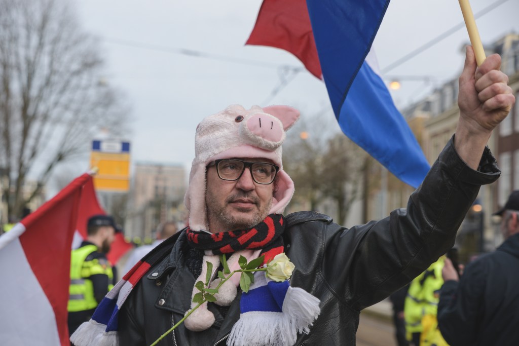 Volwassen man met varkensmuts
