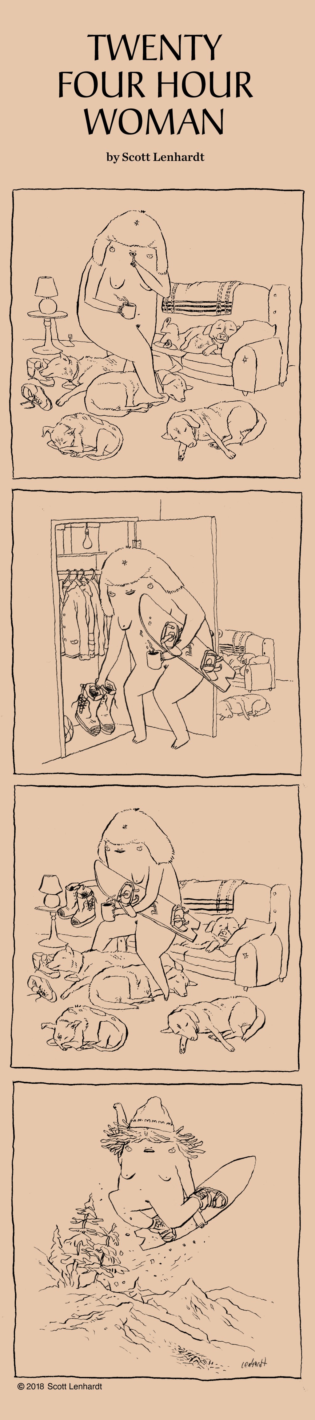 ‘The Twenty-Four Hour Woman Is a Shred Dog,’ Today’s Comic by Scott Lenhardt
