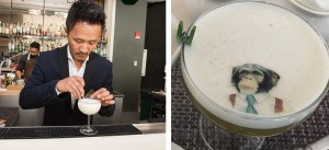 Een barman maakt een cocktail