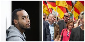 Rapper Amewu und Alexander Gauland und Beatrix von Storch bei AfD Demo in Berlin