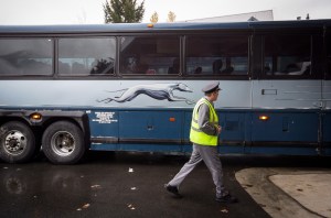 Greyhound bus and driver
