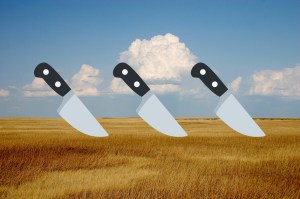 Knife emojis and prairie landscape