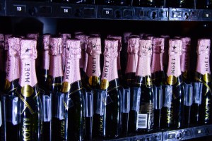 Moet bottles in a vending machine