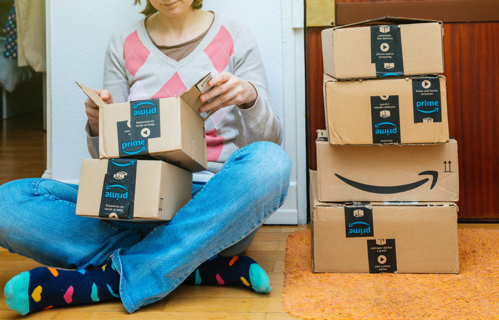 A woman holding packages