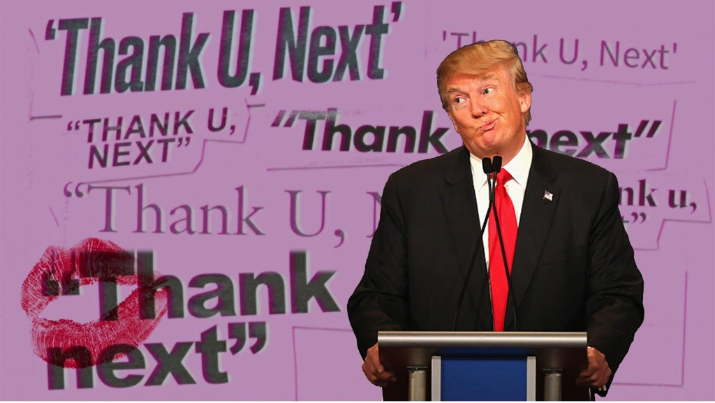 Clipul ăsta cu Trump care cântă noua melodie a Arianei Grande e un blestem