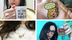 Eve Peyser Instagram Fotos, Kaffeetasse, Anstecker, Halskette, Getränk