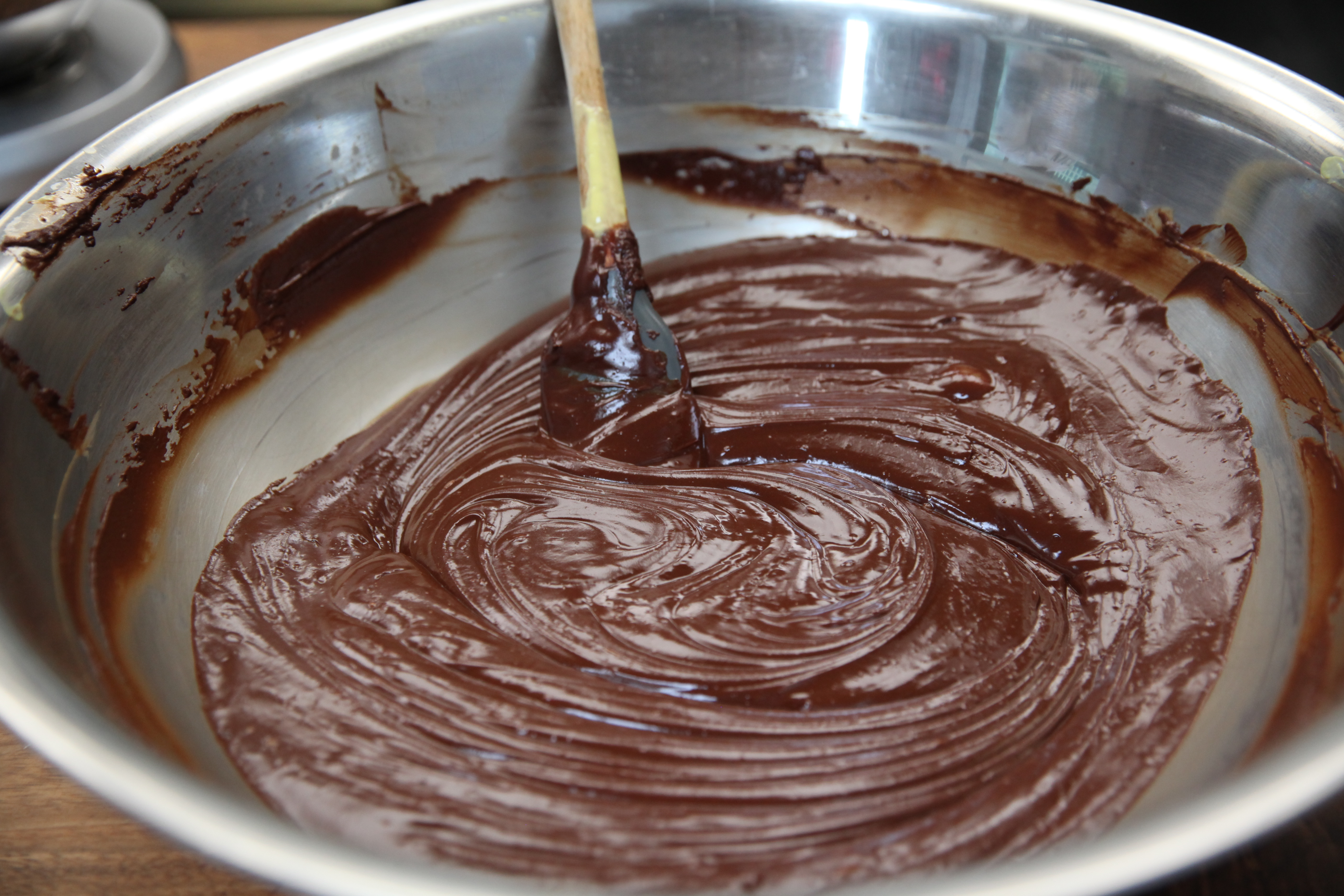 mixture of custard and melted chocolate