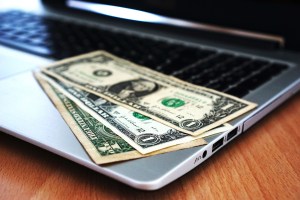 Cash on a laptop