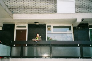 Young woman on UK housing estate