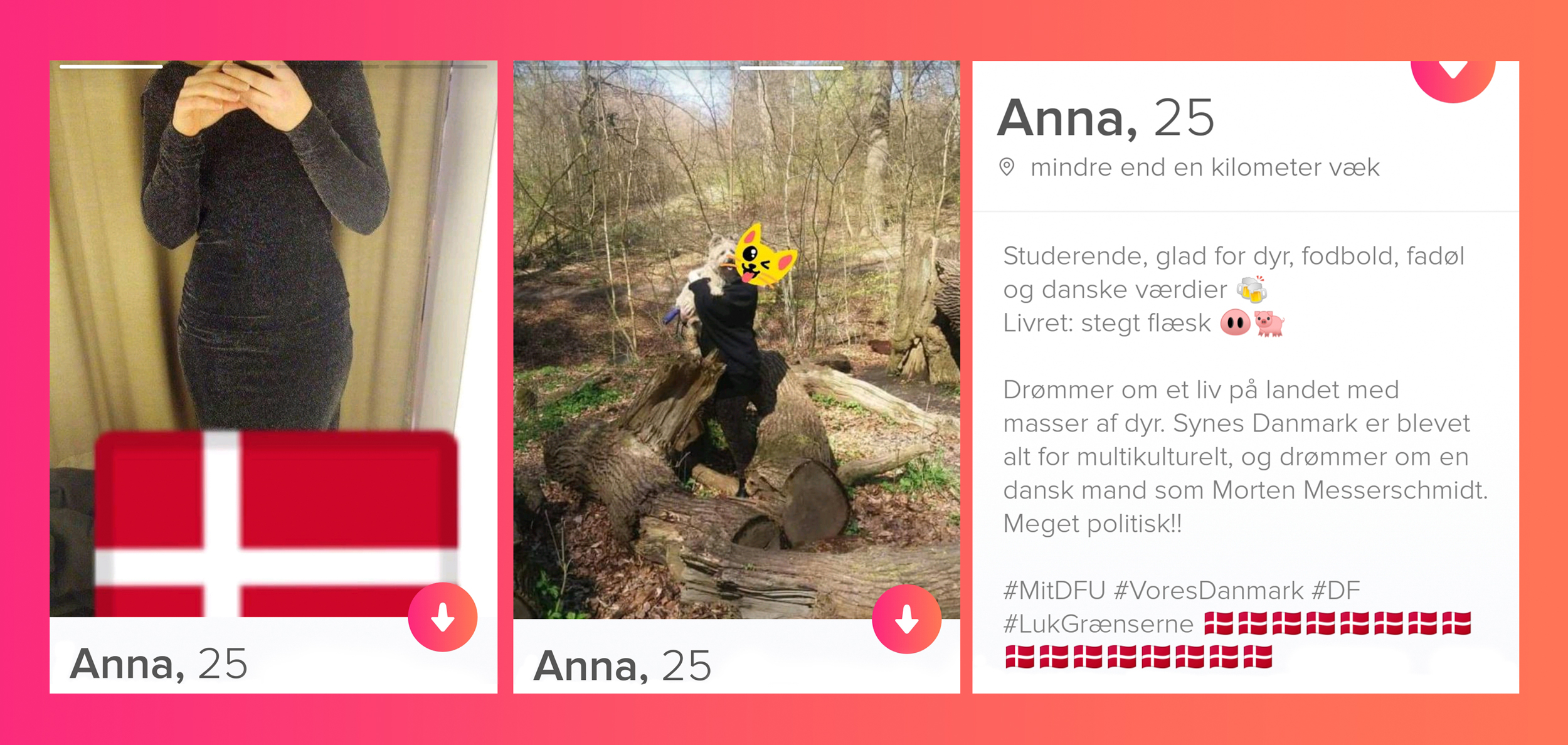 Screenshot fra Tinder, DF profil
