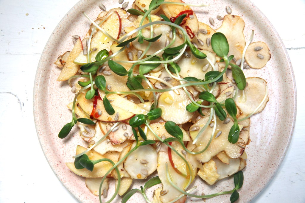 Raw Sunchoke, Apple, and Cheddar Salad Recipe