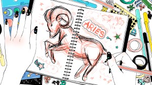 An Aries ram in a sketchbook