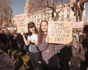Two protesters at the Youth Strike 4 Climate