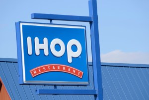 a blue ihop sign