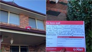 Australia Post parcel on the roof, and a delivery notice