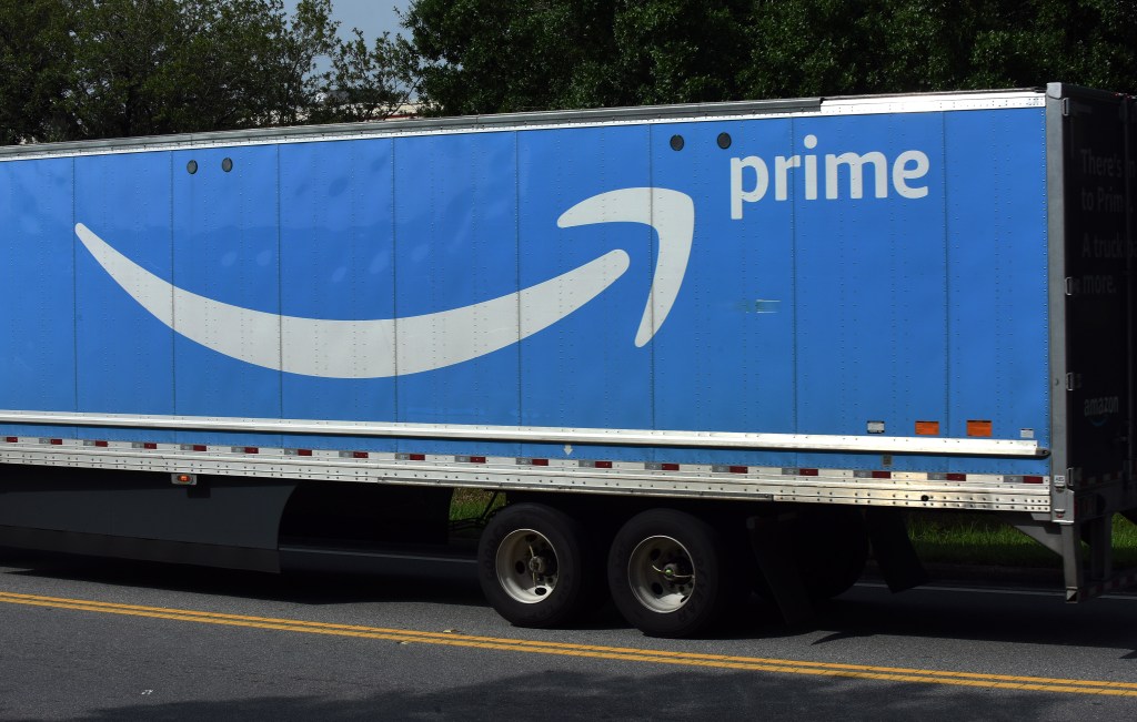 An Amazon truck.