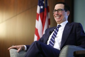 Steve Mnuchin smiles.