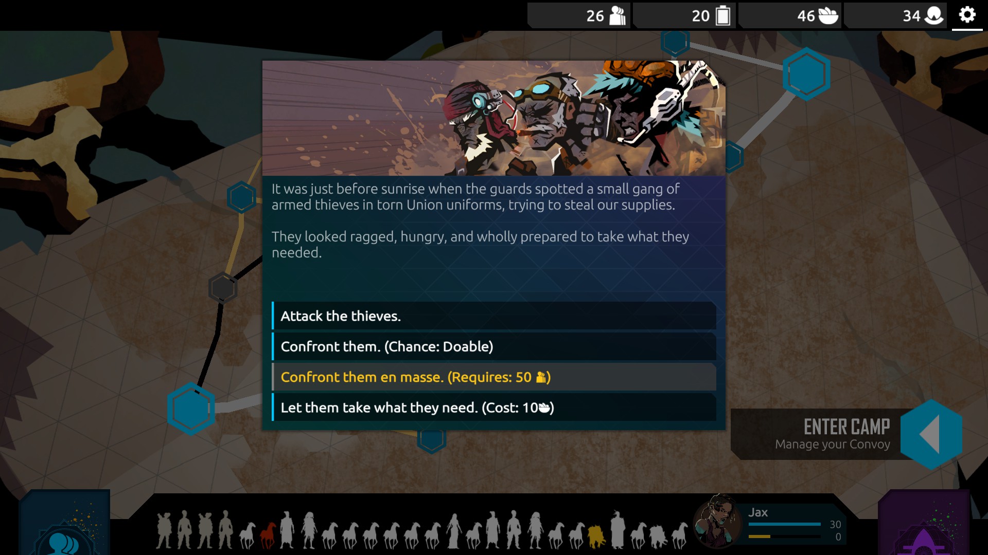 Screenshot from Nowhere Prophet, A dialog box with the following text: