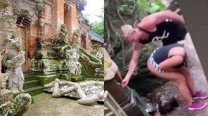 Fitness influencer washes butt with holy water from temple in Bali