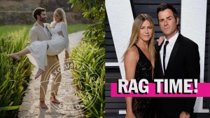 Brody and Kaitlynn Jenner on their wedding day; Jennifer Aniston and Justin Theroux