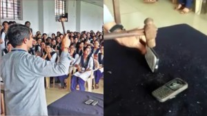 College principal in Karnataka smashes students phones so they follow his mobile ban