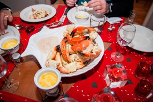 people eating crab at restaurant