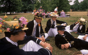 eton students flower hats