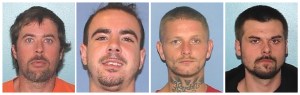 This combination of undated images provided by the Gallia County Sheriff's Office shows from left to right, Brynn Martin, Christopher Clemente, Troy McDaniel Jr. and Lawrence Lee III.