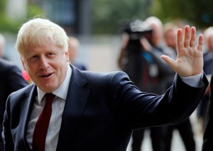 Britain's Prime Minister Boris Johnson arrives at the Conservative Party Conference in Manchester, England, Monday, Sept. 30, 2019.