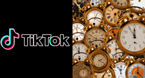 logo TikTok dan gambar jam