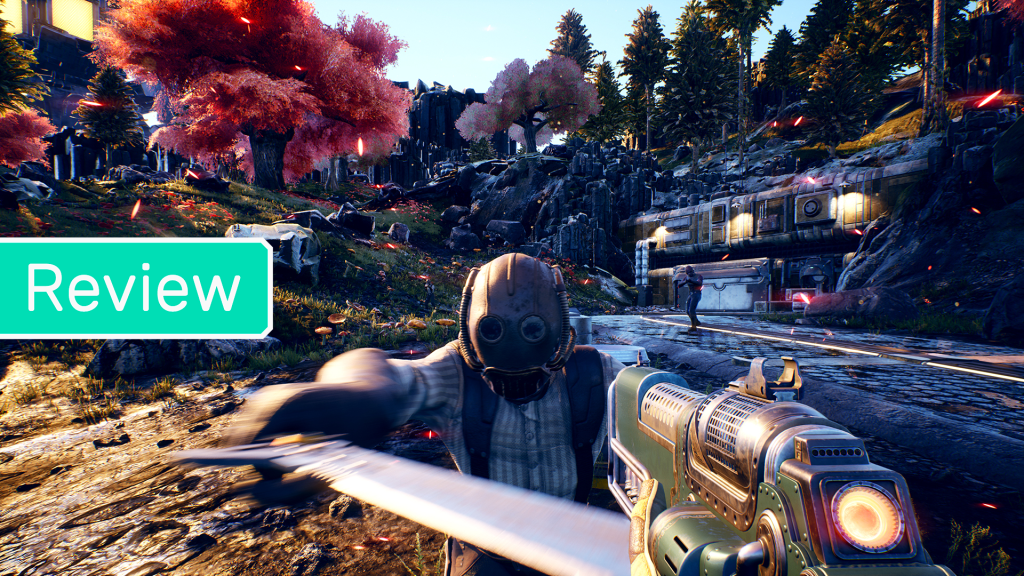 The review header image for Vice Games - Waypoint's review of The Outer Worlds