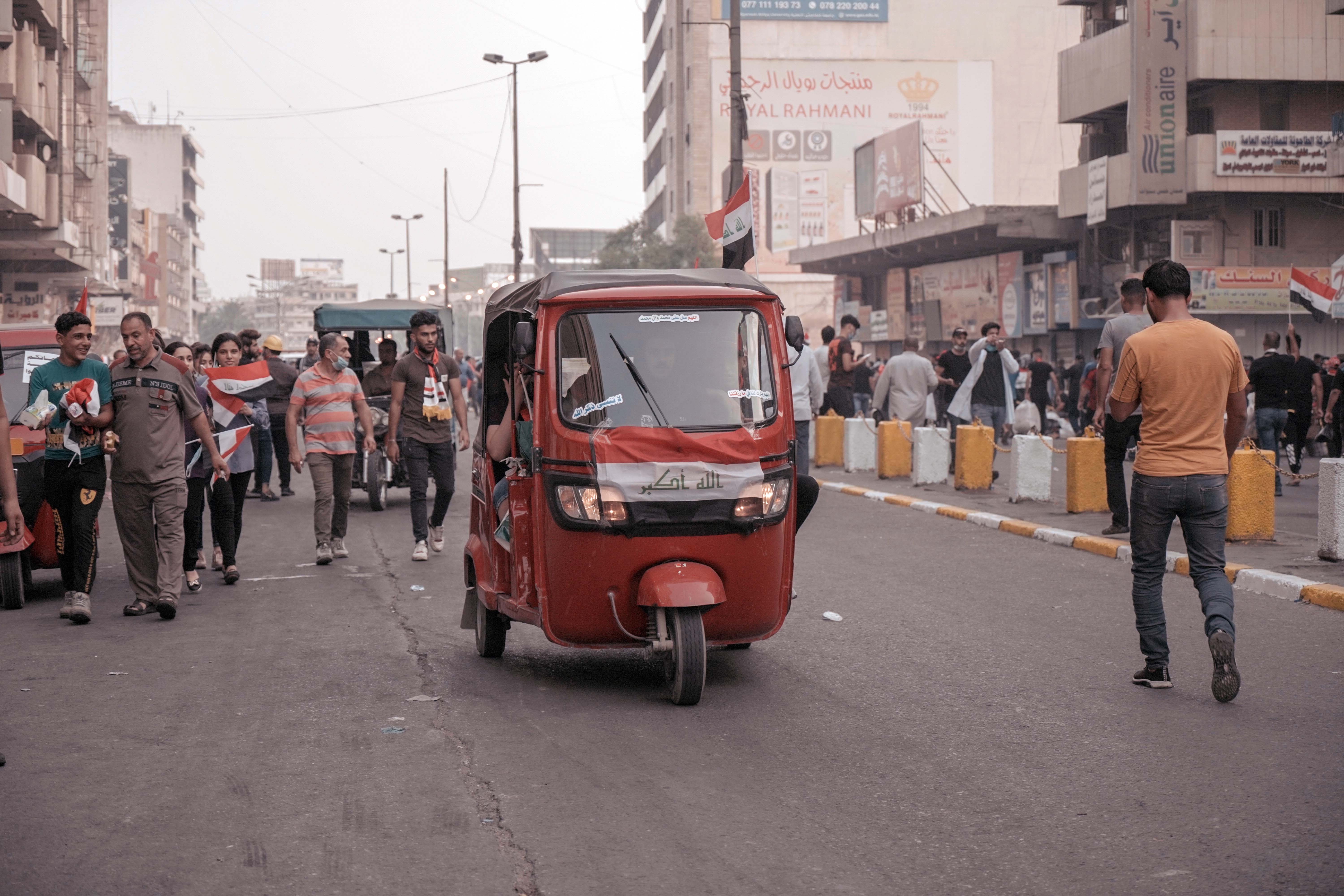 A tuk-tuk on the street of Baghdad, Iraq