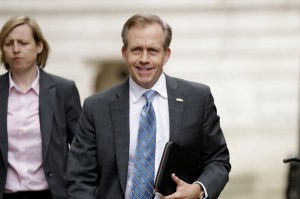 Lewis Lukens, the acting U.S. ambassador to Britain, arrives in Downing Street for the visit of U.S. Defense Secretary James Mattis to 10 Downing Street in London
