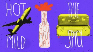 Sauce Talk bottle with plane and luggage
