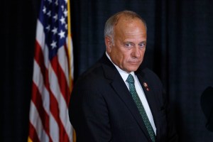 U.S. Rep. Steve King, R-Iowa, listens to a question during a news conference, Friday, Aug. 23, 2019, in Des Moines, Iowa.