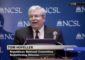 In this Aug. 13, 2001, file frame from video provided by C-SPAN, Tom Hofeller speaks during an event at the Republican National Committee in Washington.