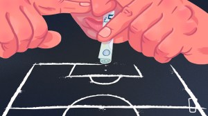 man snorting cocaine football