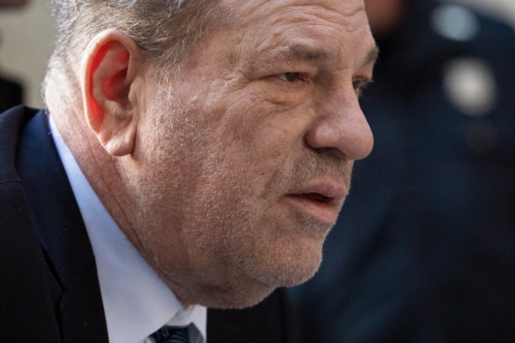 Harvey Weinstein arrives at a Manhattan court as jury deliberations continue in his rape trial, Friday, Feb. 21, 2020 in New York. (AP Photo/Mark Lennihan)​