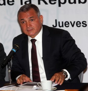 Genaro García Luna, former Secretary of Public Security under ex-president Felipe Calderón, speaks to Mexican government officials in 2012.
