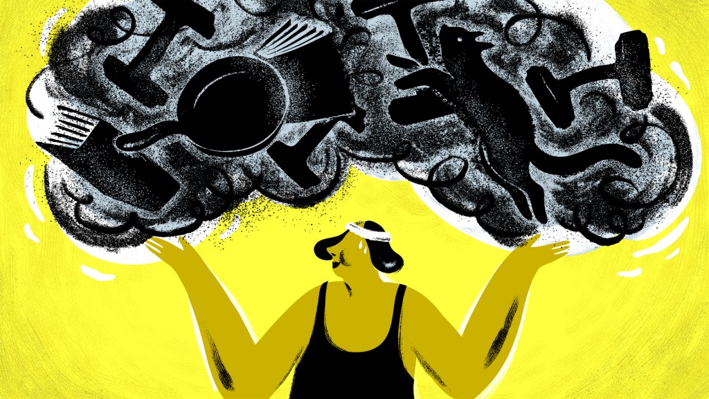 illustration of women juggling objects