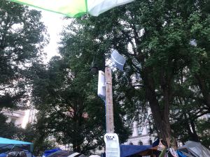 A DIY radio tower at the #OccupyCityHall encampment.