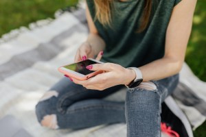A woman on a phone.