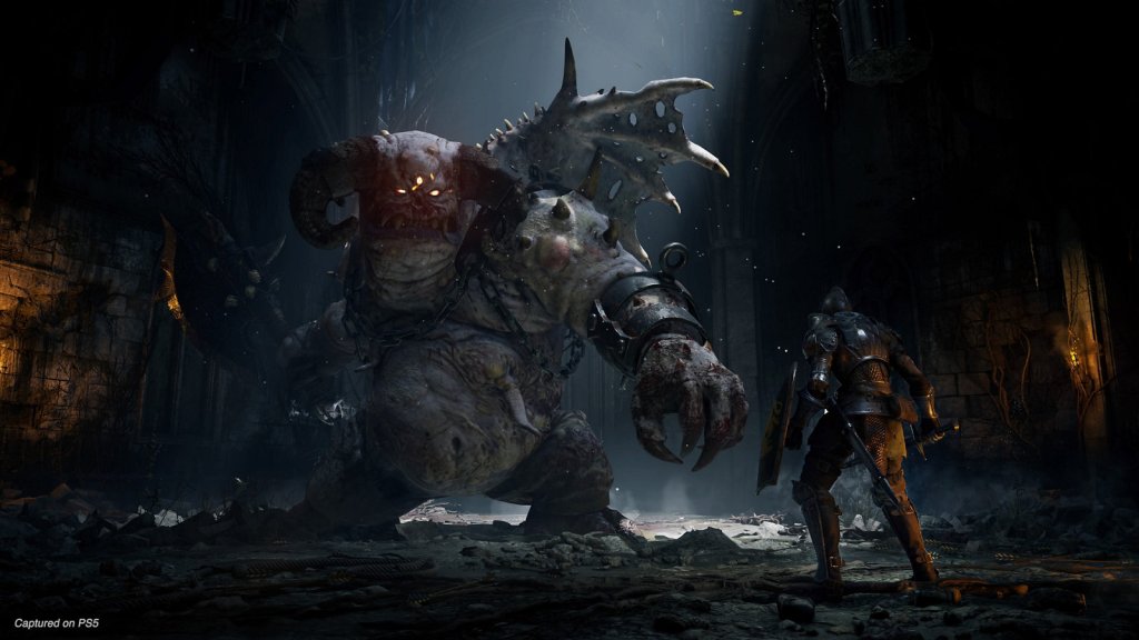 Screenshot from Demon's Souls, a player character wearing knight's armor
